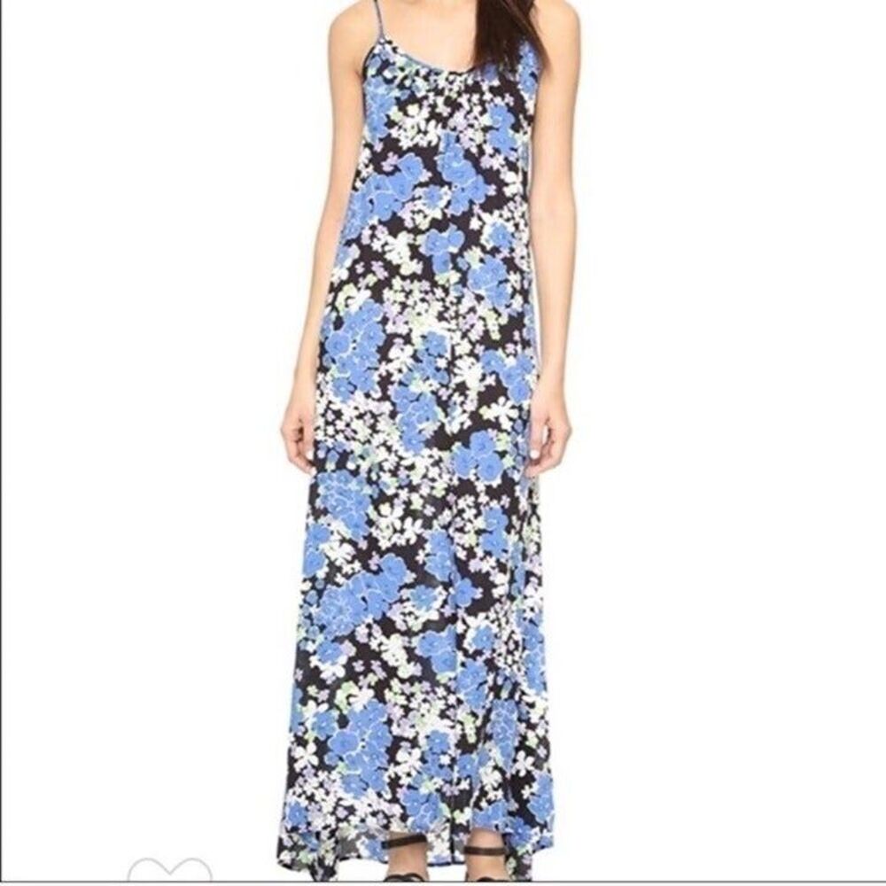 Wildfox Blue & Black Floral Maxi Dress Coverup